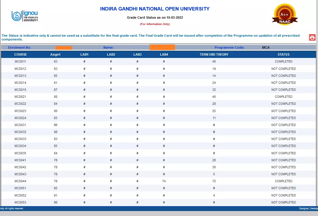 Ignou Result June 2025 Grade Card Format Theo Junaid